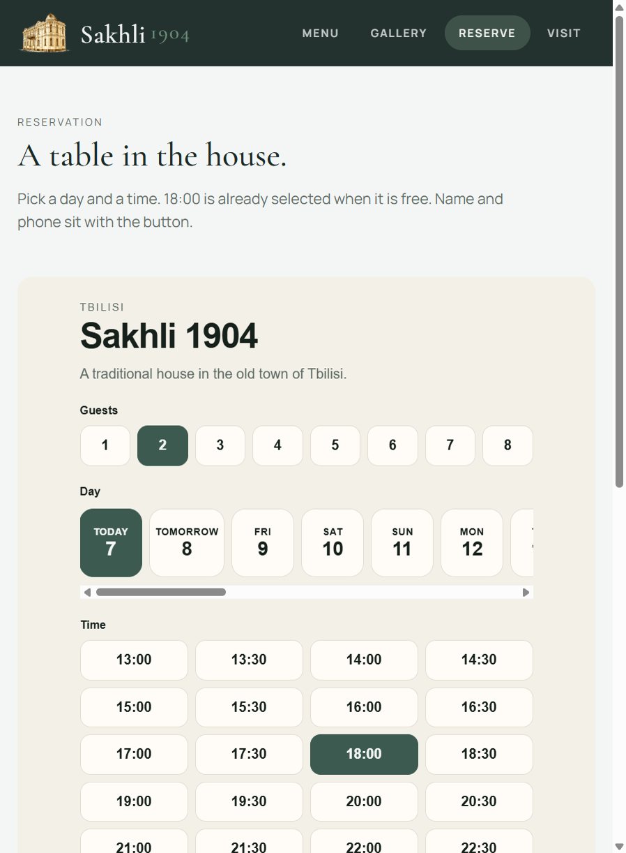 Tischreservierung bei Sakhli 1904